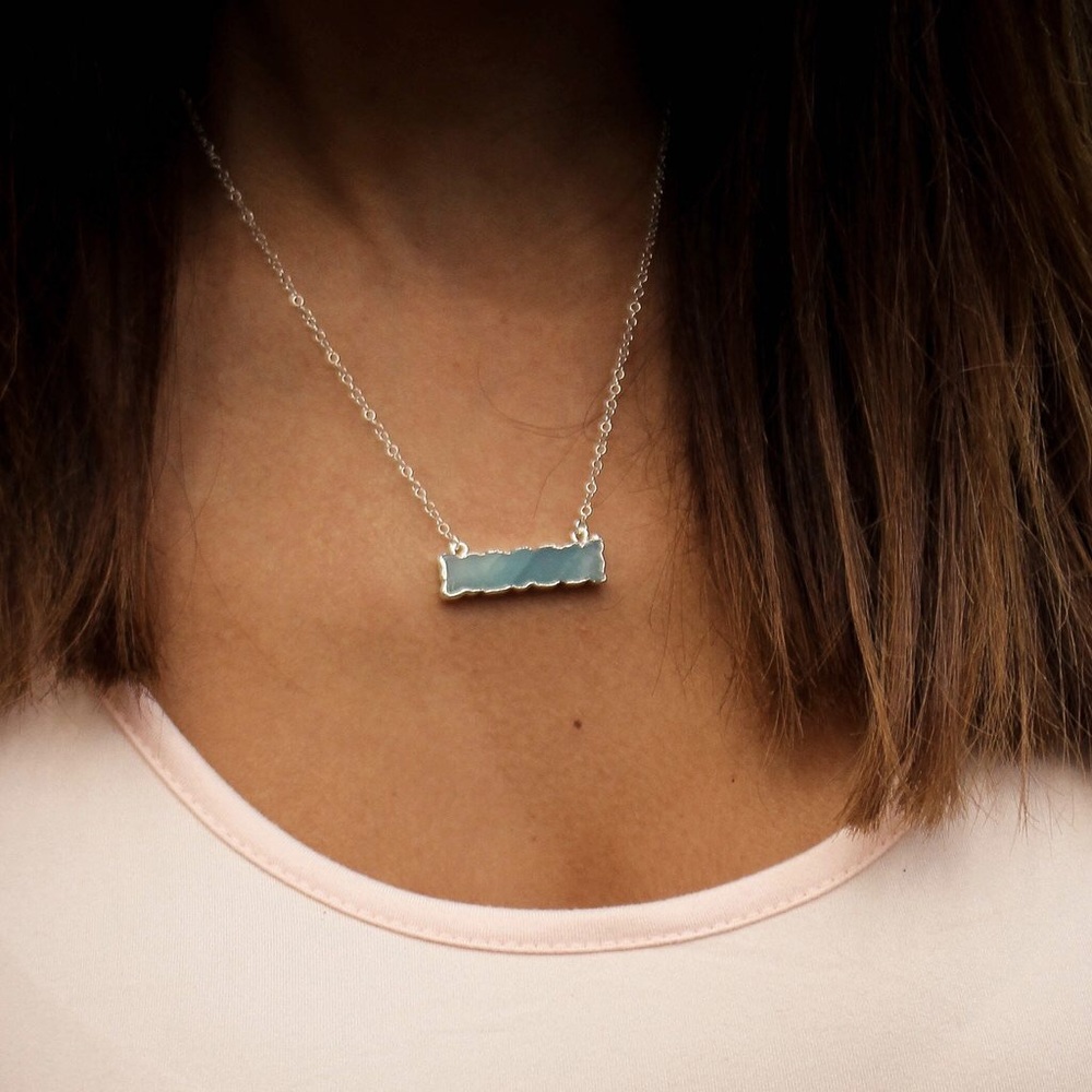 NWT Amore Amazonite Bar Necklace Artisan Made